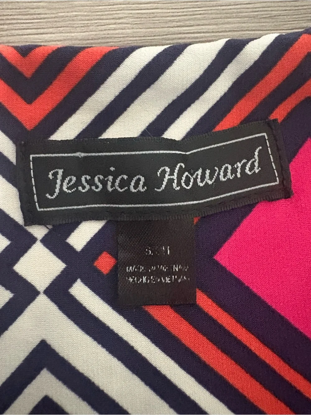 Jessica Howard Geometric Print Pink & Navy Shift Dress